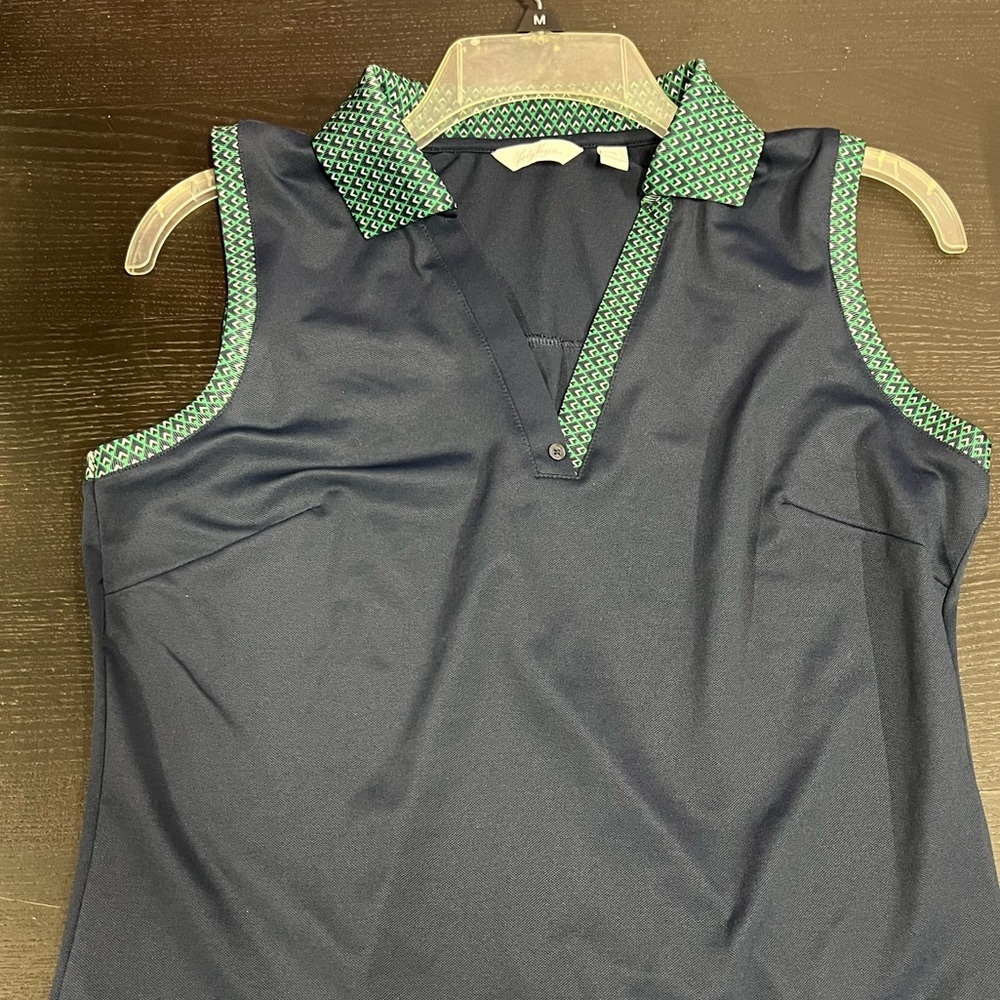 Lady Hagen Navy Blue and Green Sz S Golf Shirt